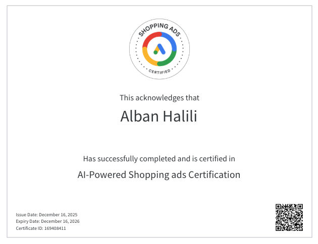 AI-Powered Shopping Ads Certification – Zertifikat