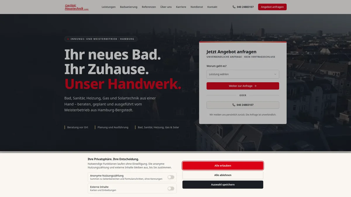 Bestes Bad Hamburg – Handwerk & Sanitär Website Screenshot